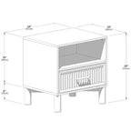 Fluted Cubby Nightstand with 1 Drawer, Electrical Outlet and Brass Handle