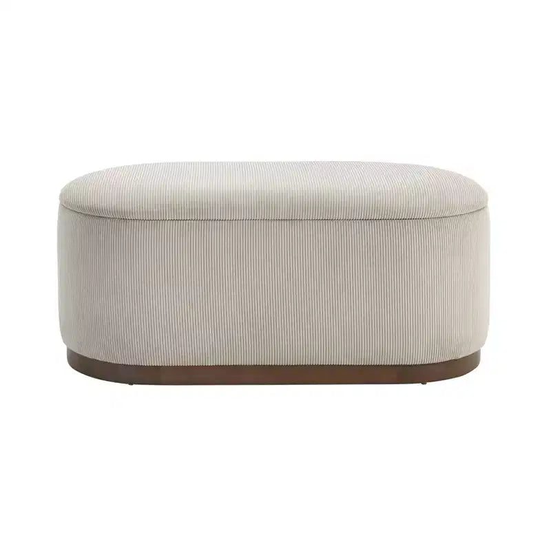 Mid-Century Modern Corduroy Upholstered Storage Bench with Wood Legs, Lift Top