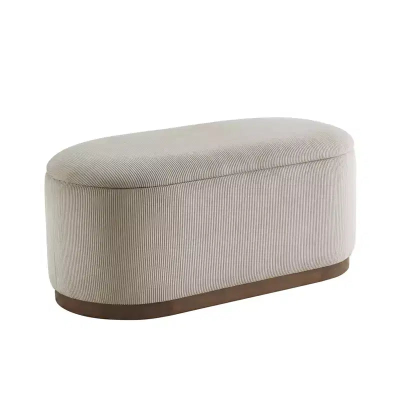 Mid-Century Modern Corduroy Upholstered Storage Bench with Wood Legs, Lift Top