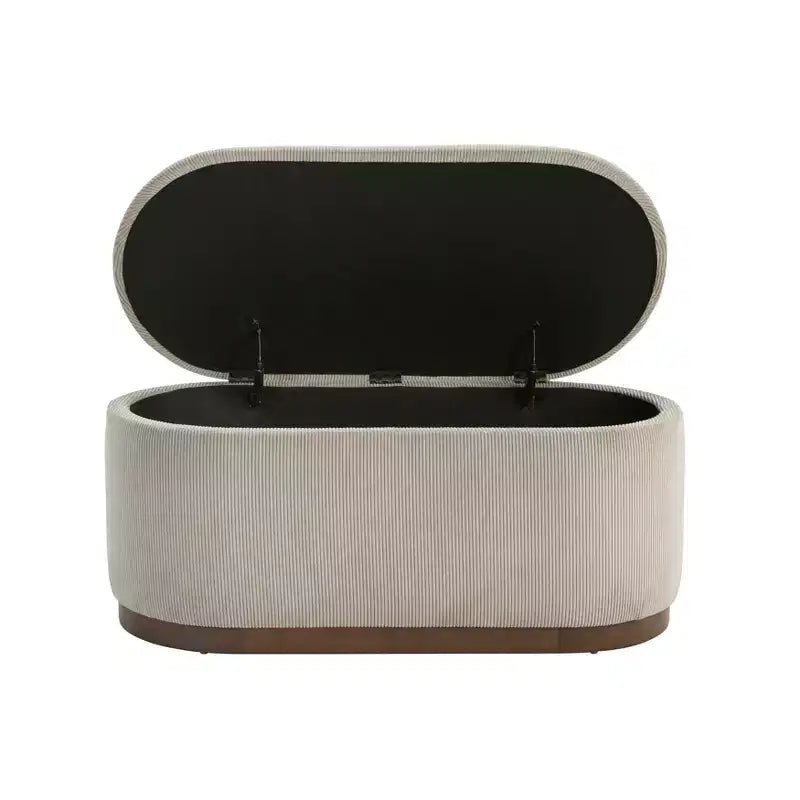 Mid-Century Modern Corduroy Upholstered Storage Bench with Wood Legs, Lift Top