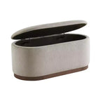 Mid-Century Modern Corduroy Upholstered Storage Bench with Wood Legs, Lift Top