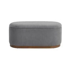 Mid-Century Modern Corduroy Upholstered Storage Bench with Wood Legs, Lift Top