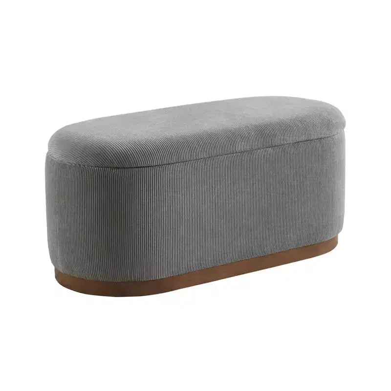 Mid-Century Modern Corduroy Upholstered Storage Bench with Wood Legs, Lift Top