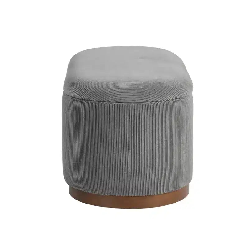 Mid-Century Modern Corduroy Upholstered Storage Bench with Wood Legs, Lift Top
