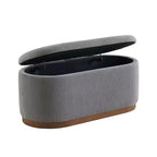 Mid-Century Modern Corduroy Upholstered Storage Bench with Wood Legs, Lift Top