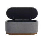 Mid-Century Modern Corduroy Upholstered Storage Bench with Wood Legs, Lift Top