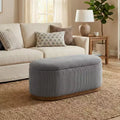 GDFStudio Harrison Mid-Century Modern Corduroy Upholstered Storage Bench with Wood Legs, Lift Top Entryway Bedroom Bench