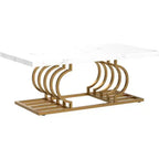 Lantine 47-Inch Modern Coffee Table, Faux Marble Cocktail Table with Geometric Frame for Living Room, White/Gold, Simple Assembly