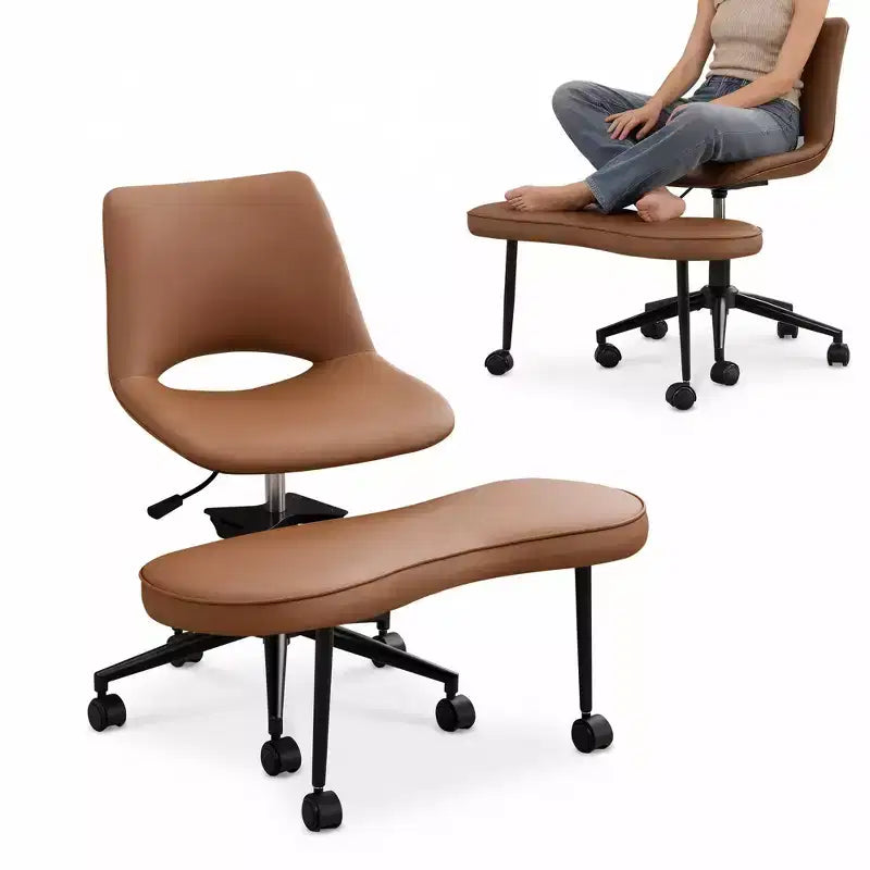 Ergonomic Cross Legged Office Chair with High Lumbar Support - Adjustable Height Kneeling Chair for Meditation & Yoga