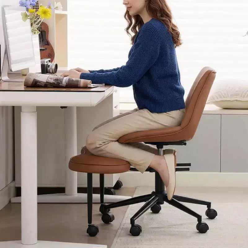 Ergonomic Cross Legged Office Chair with High Lumbar Support - Adjustable Height Kneeling Chair for Meditation & Yoga
