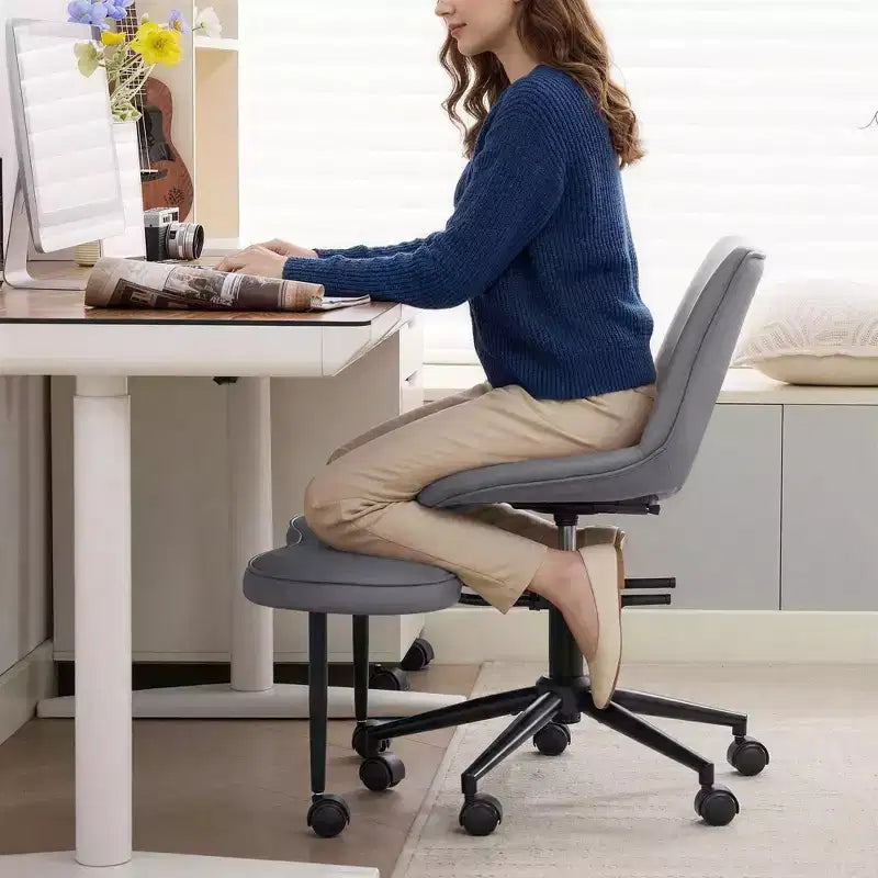 Ergonomic Cross Legged Office Chair with High Lumbar Support - Adjustable Height Kneeling Chair for Meditation & Yoga