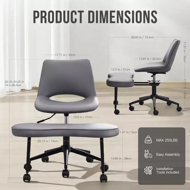 Ergonomic Cross Legged Office Chair with High Lumbar Support - Adjustable Height Kneeling Chair for Meditation & Yoga