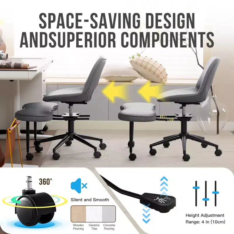 Ergonomic Cross Legged Office Chair with High Lumbar Support - Adjustable Height Kneeling Chair for Meditation & Yoga