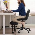 Ergonomic Cross Legged Office Chair with High Lumbar Support - Adjustable Height Kneeling Chair for Meditation & Yoga