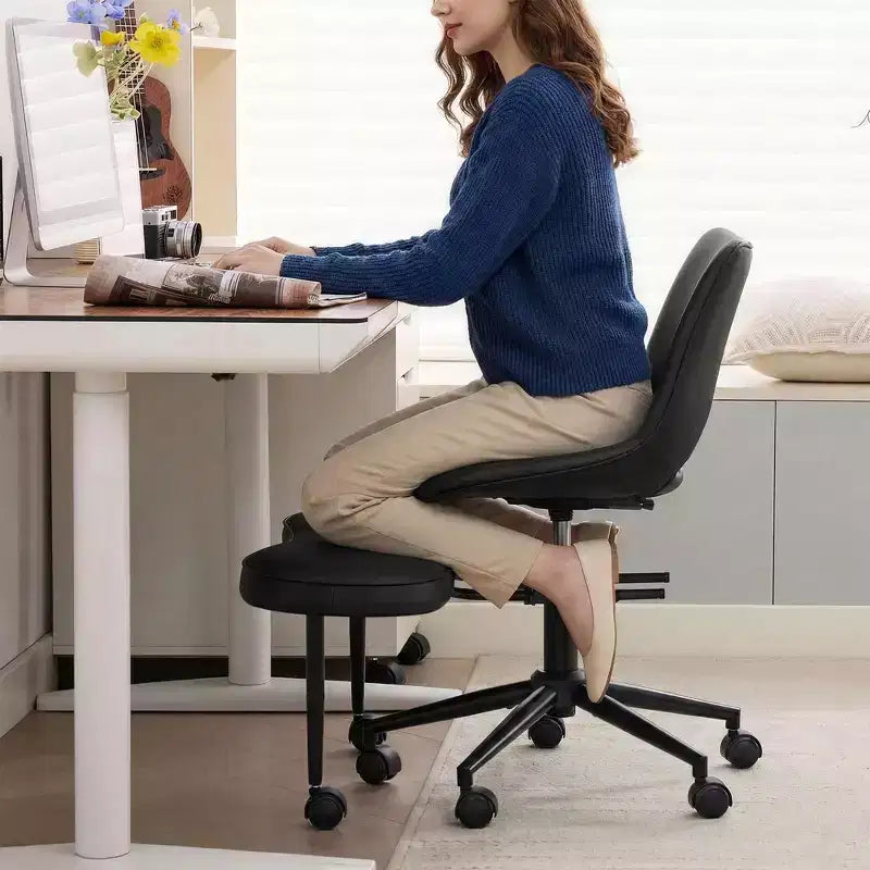 Ergonomic Cross Legged Office Chair with High Lumbar Support - Adjustable Height Kneeling Chair for Meditation & Yoga