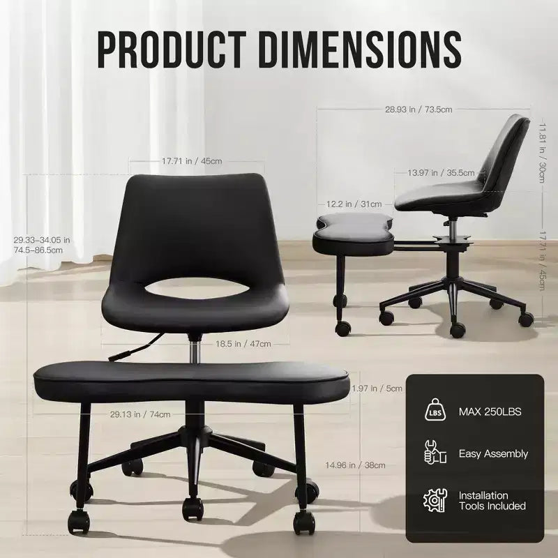 Ergonomic Cross Legged Office Chair with High Lumbar Support - Adjustable Height Kneeling Chair for Meditation & Yoga