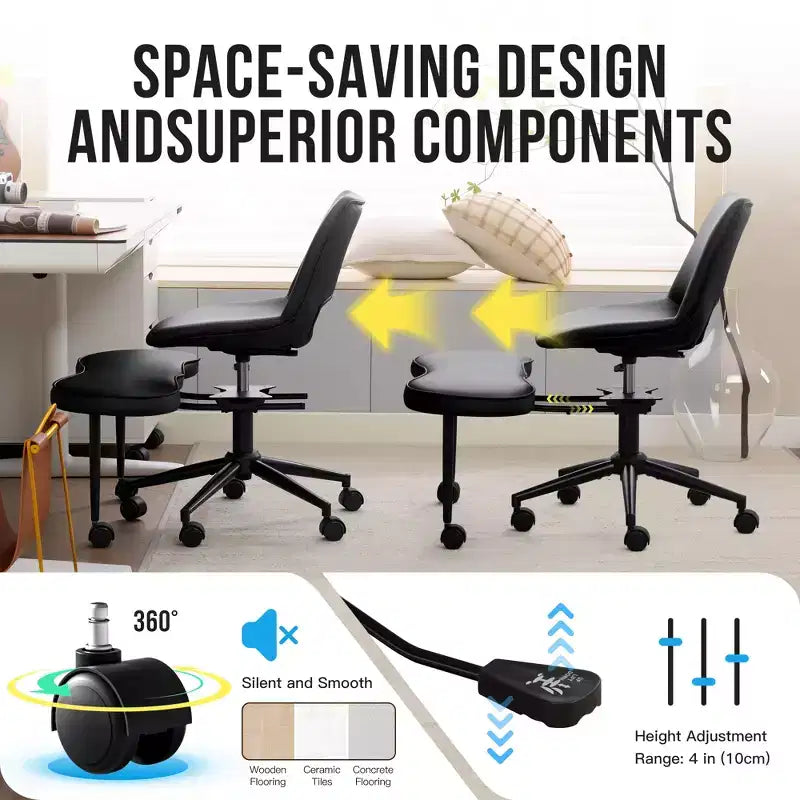 Ergonomic Cross Legged Office Chair with High Lumbar Support - Adjustable Height Kneeling Chair for Meditation & Yoga