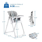 Baby High Chair with Adjustable Height, Recline & Removable Tray