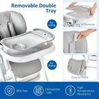 Baby High Chair with Adjustable Height, Recline & Removable Tray