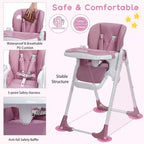 Baby High Chair with Adjustable Height, Recline & Removable Tray