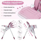 Baby High Chair with Adjustable Height, Recline & Removable Tray