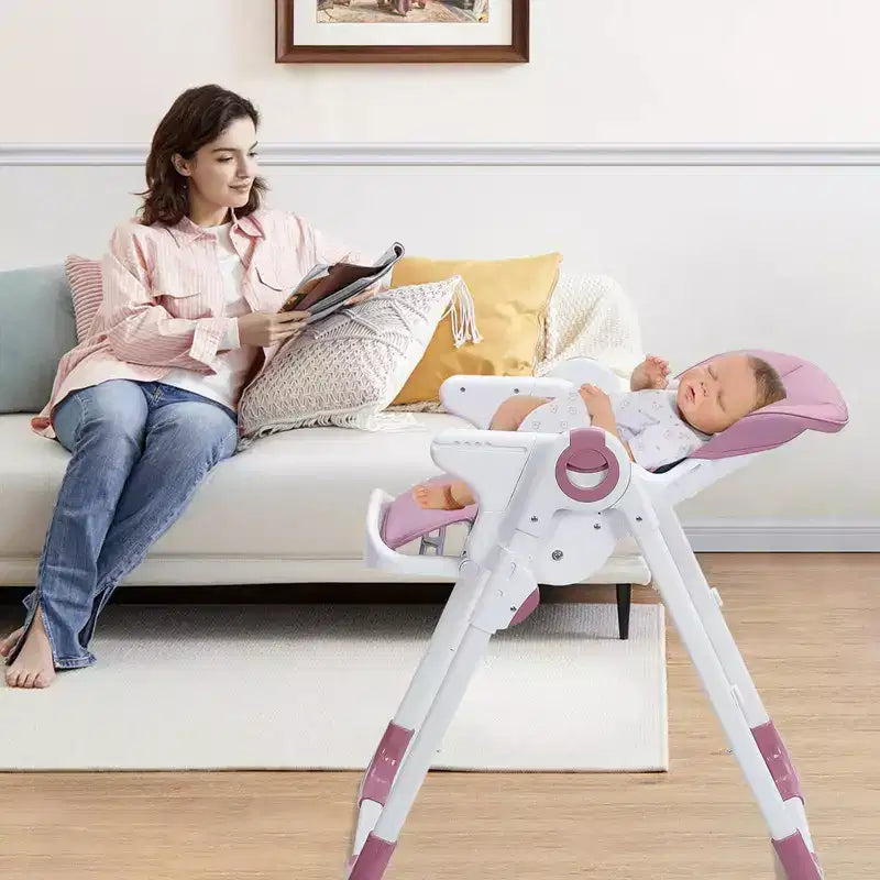 Baby High Chair with Adjustable Height, Recline & Removable Tray