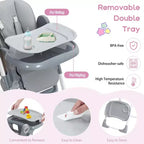 Baby High Chair with Adjustable Height, Recline & Removable Tray