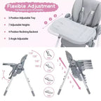 Baby High Chair with Adjustable Height, Recline & Removable Tray