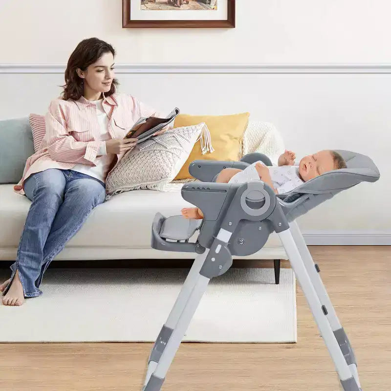 Baby High Chair with Adjustable Height, Recline & Removable Tray