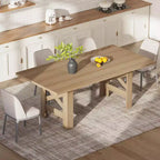 70.87" Large Farmhouse Dining Table for 6-8, Rectangular Kitchen Table with Heavy Duty X-Shaped Steel Frame & Thick Wood Grain Top