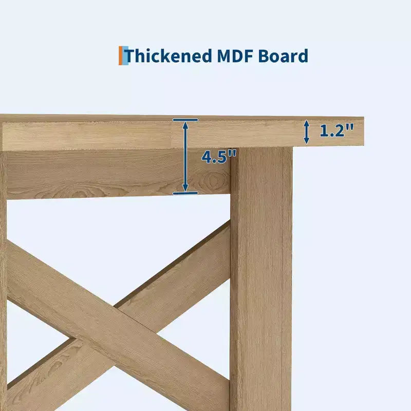 70.87" Large Farmhouse Dining Table for 6-8, Rectangular Kitchen Table with Heavy Duty X-Shaped Steel Frame & Thick Wood Grain Top
