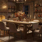 70.87" Large Farmhouse Dining Table for 6-8, Rectangular Kitchen Table with Heavy Duty X-Shaped Steel Frame & Thick Wood Grain Top