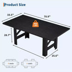 70.87" Large Farmhouse Dining Table for 6-8, Rectangular Kitchen Table with Heavy Duty X-Shaped Steel Frame & Thick Wood Grain Top