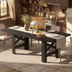70.87" Large Farmhouse Dining Table for 6-8, Rectangular Kitchen Table with Heavy Duty X-Shaped Steel Frame & Thick Wood Grain Top