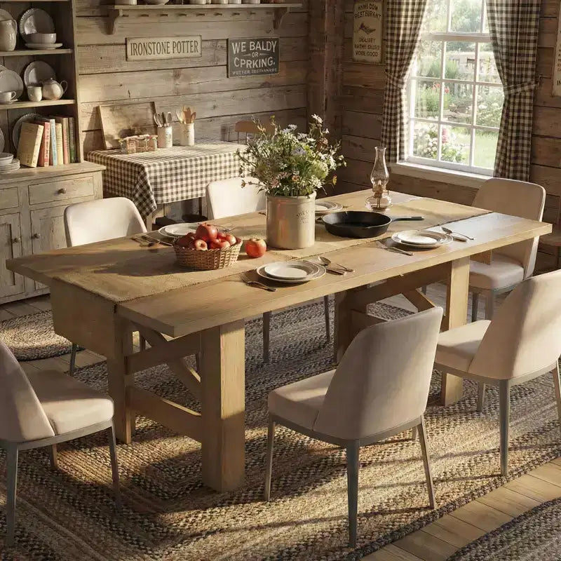 70.87" Large Farmhouse Dining Table for 6-8, Rectangular Kitchen Table with Heavy Duty X-Shaped Steel Frame & Thick Wood Grain Top