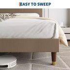 Corduroy Upholstered Platform Bed Frame with Headboard