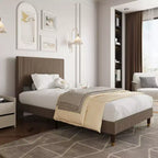 Corduroy Upholstered Platform Bed Frame with Headboard