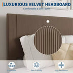 Corduroy Upholstered Platform Bed Frame with Headboard