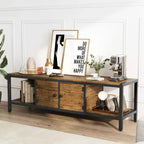 58-Inch Wide TV Console with Storage Cabinet and Adjustable Feet, Compatible with TVs Up to 75 Inches