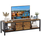 58-Inch Wide TV Console with Storage Cabinet and Adjustable Feet, Compatible with TVs Up to 75 Inches