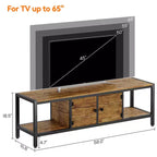58-Inch Wide TV Console with Storage Cabinet and Adjustable Feet, Compatible with TVs Up to 75 Inches