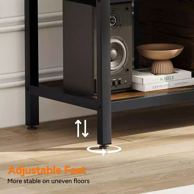 58-Inch Wide TV Console with Storage Cabinet and Adjustable Feet, Compatible with TVs Up to 75 Inches