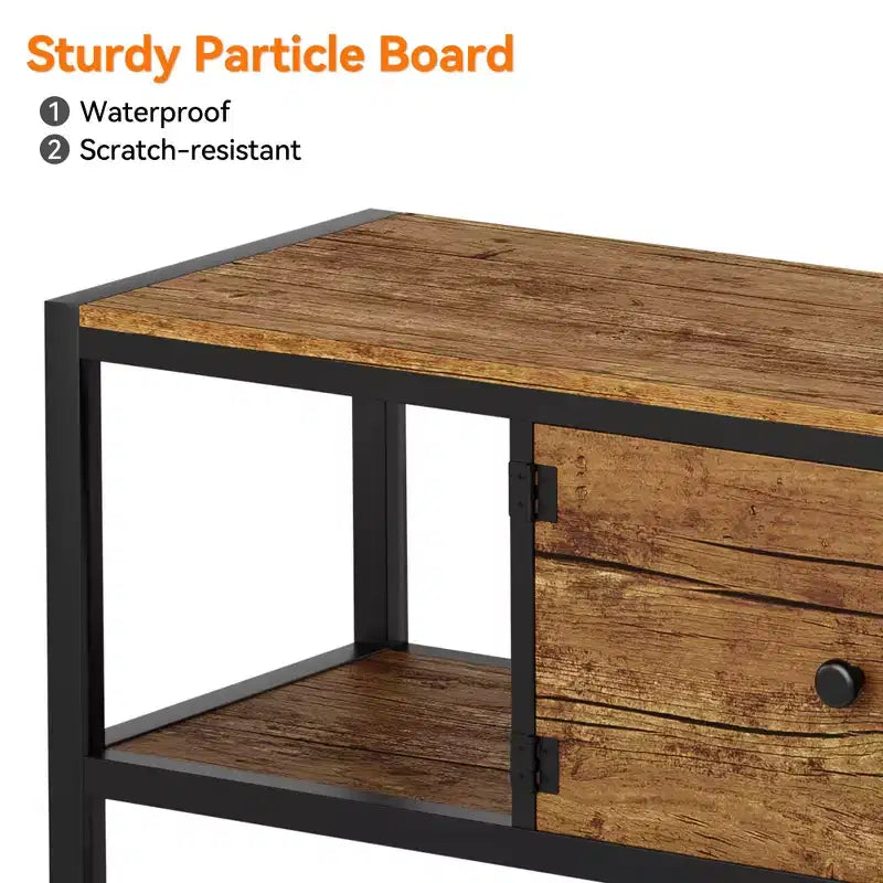 58-Inch Wide TV Console with Storage Cabinet and Adjustable Feet, Compatible with TVs Up to 75 Inches
