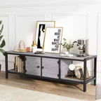 58-Inch Wide TV Console with Storage Cabinet and Adjustable Feet, Compatible with TVs Up to 75 Inches