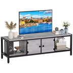 58-Inch Wide TV Console with Storage Cabinet and Adjustable Feet, Compatible with TVs Up to 75 Inches