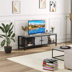 58-Inch Wide TV Console with Storage Cabinet and Adjustable Feet, Compatible with TVs Up to 75 Inches