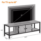 58-Inch Wide TV Console with Storage Cabinet and Adjustable Feet, Compatible with TVs Up to 75 Inches