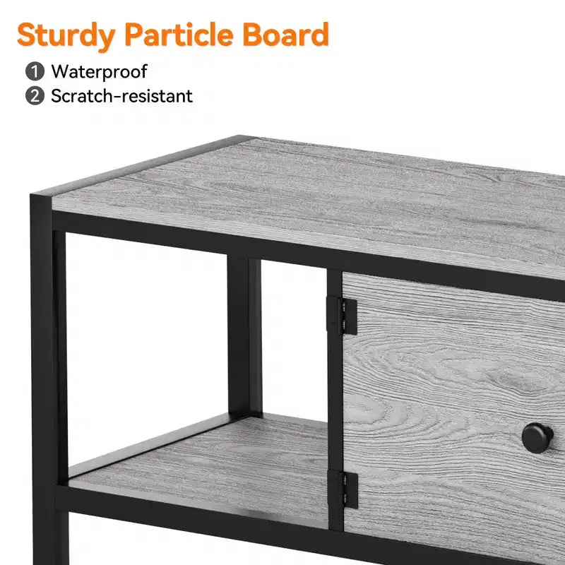58-Inch Wide TV Console with Storage Cabinet and Adjustable Feet, Compatible with TVs Up to 75 Inches