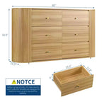 6-Drawer Farmhouse Dresser | Curved Edge, Metal Handles | Bedroom & Living Room Storage
