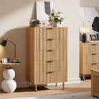 5-Drawer Black Dresser 48" Tall Wooden Chest with Deep Storage & Wide Top